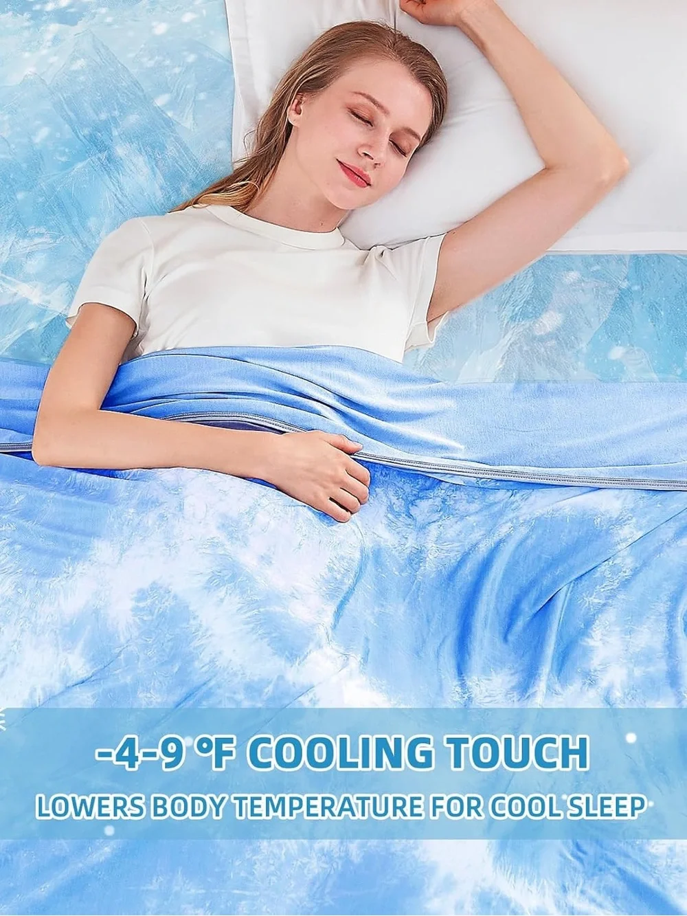 Throw Blanket Cooling Blue - Breathable Bed Topper Blanket